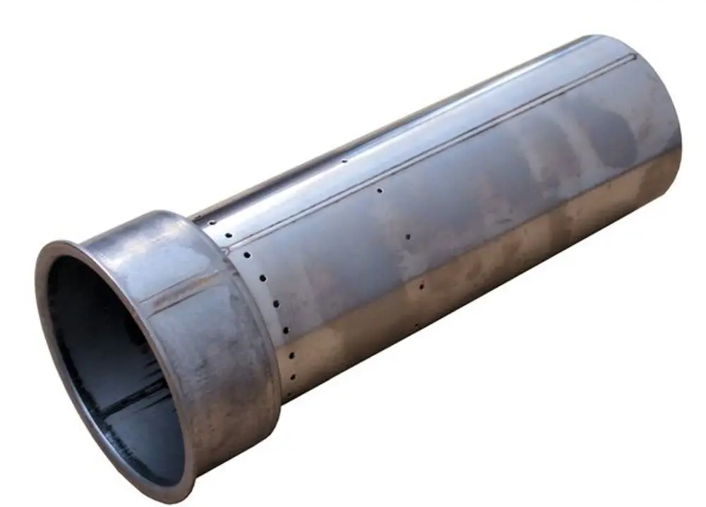 Edelstahl Brennerrohr mit gelochter Oberfläche, geeignet für Heizungsanwendungen. Produkt ist von Bosch.